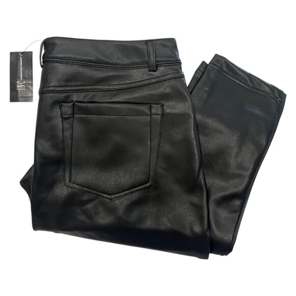 I.N.C. International Concepts Black Vegan Leather Skinny Jeans - sz. 14 - Picture 1 of 4
